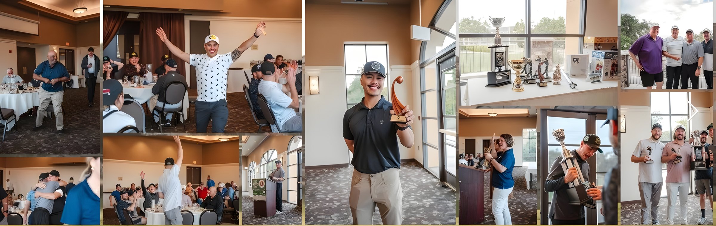 A collage of moments from the clubhouse and awards ceremony
